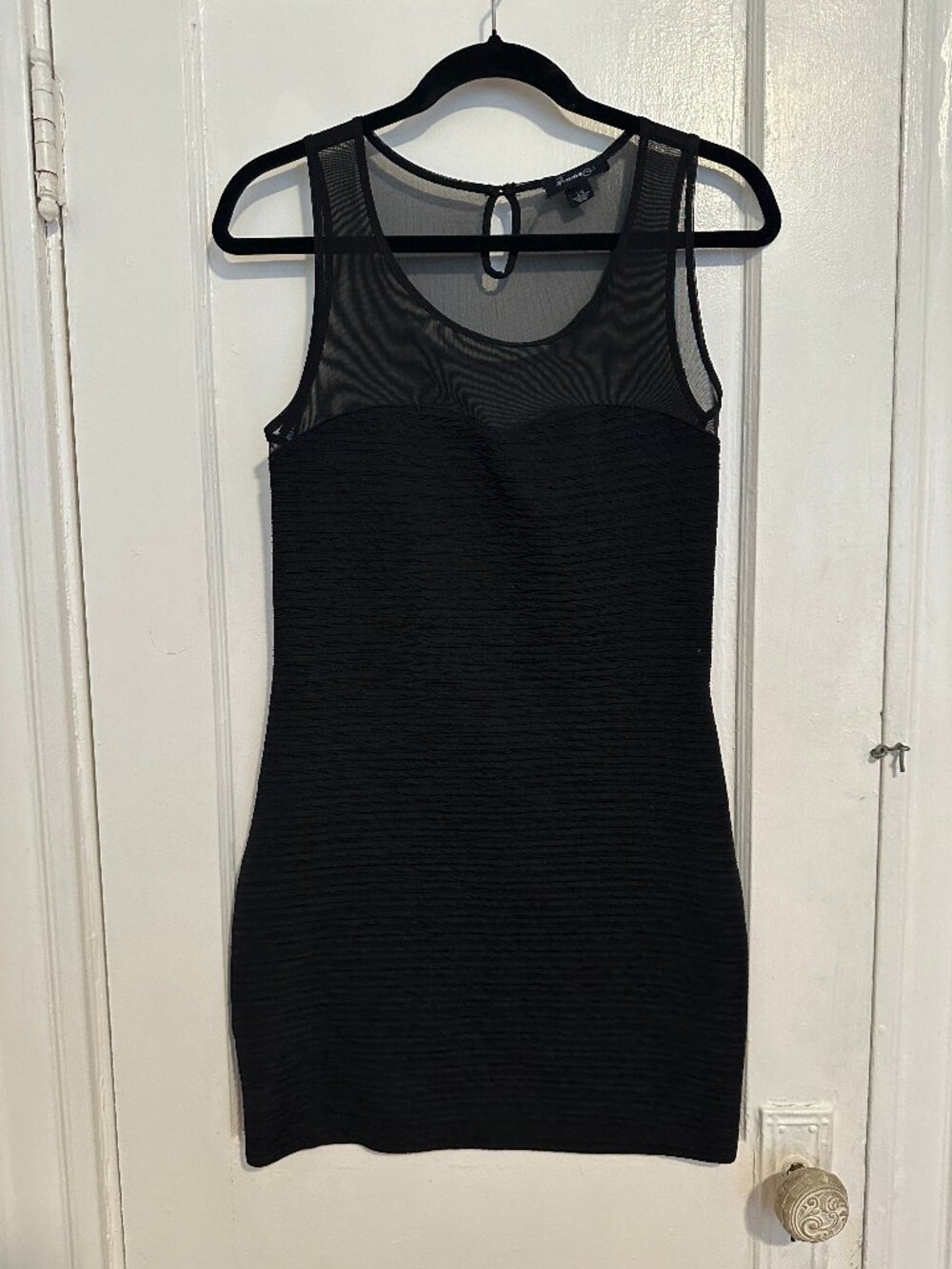 Black mesh mini dress